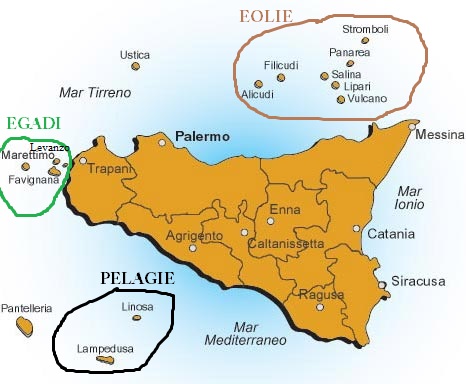 Sicilia, mappa delle Isole ed Arcipelaghi Sicilia, mappa delle Isole ed Arcipelaghi